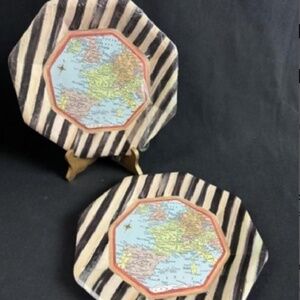 MacKenzie-Childs Vintage Paper Dinner Plates Atlas Sealed in Cellophane / set 12